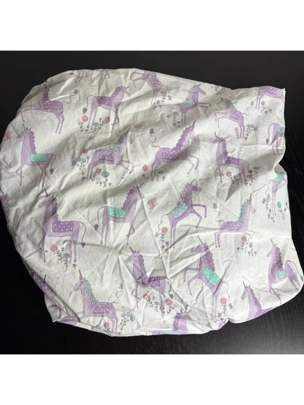 POTTERY BARN KIDS Twin Size Purple Unicorn Print Fitted Sheet
